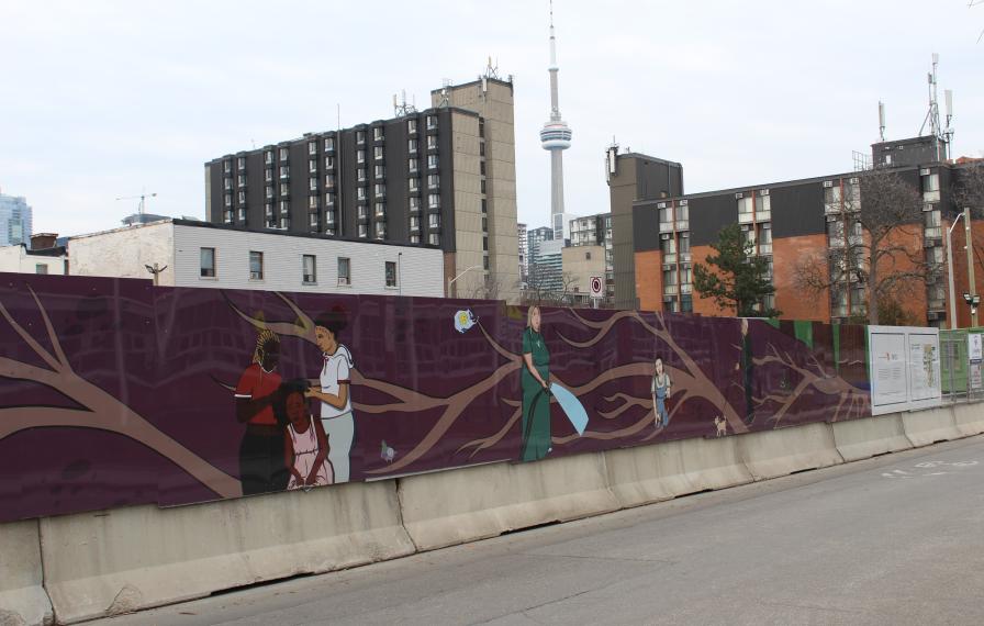 Alexandra park mural with CN tower in the background