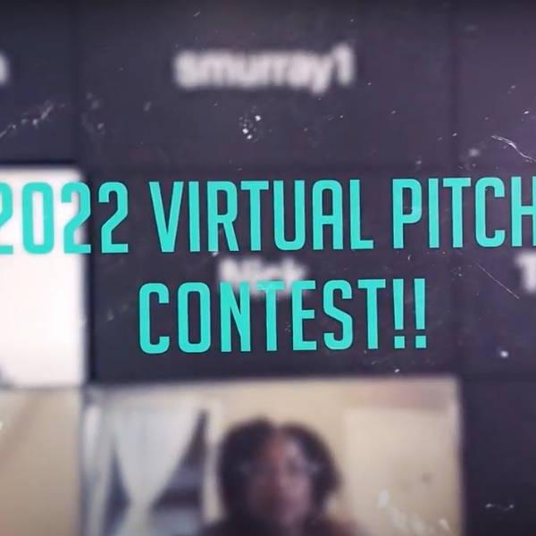 Be build brand 2022 Virtual pitch contest - words over a virtual screen.