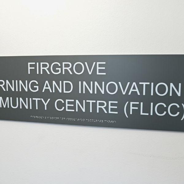 Sign on door of Firgrove Learning and Innovation Community Centre (FLICC)