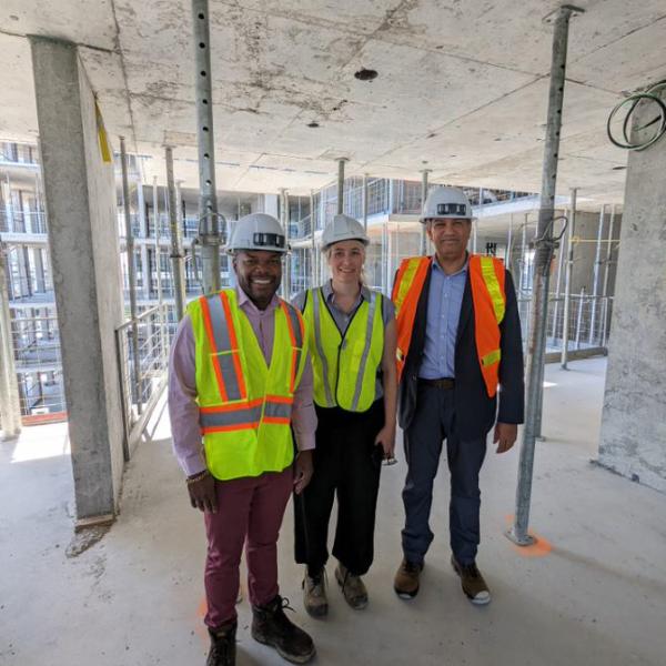 Rising to new heights: The tour of TCHC's construction site at 16N culminated on the 12th floor where participants enjoyed a bird's-eye view of the progress of the building and a spectacular view of the Regent Park community.