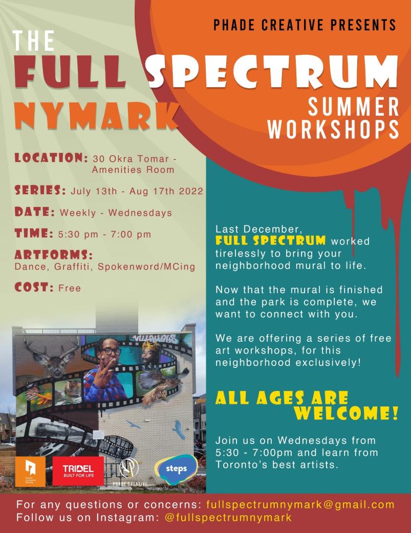 A poster advertising the 2022 Full Spectrum summer workshops