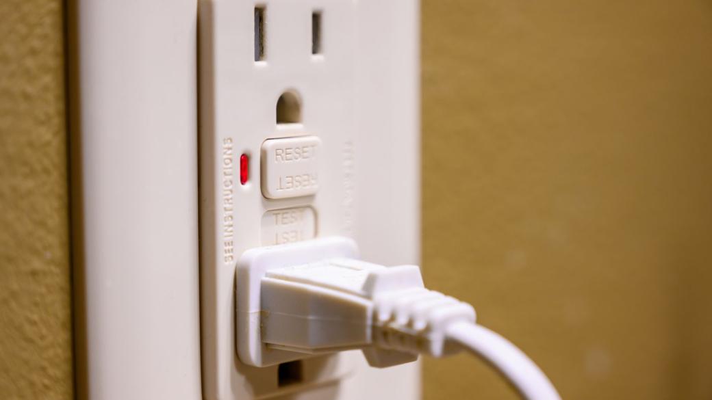 A white plug in outlet. 