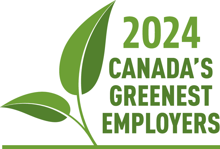 Illustration of a seedling beside the text "2024 Canada's Greenest Employers".